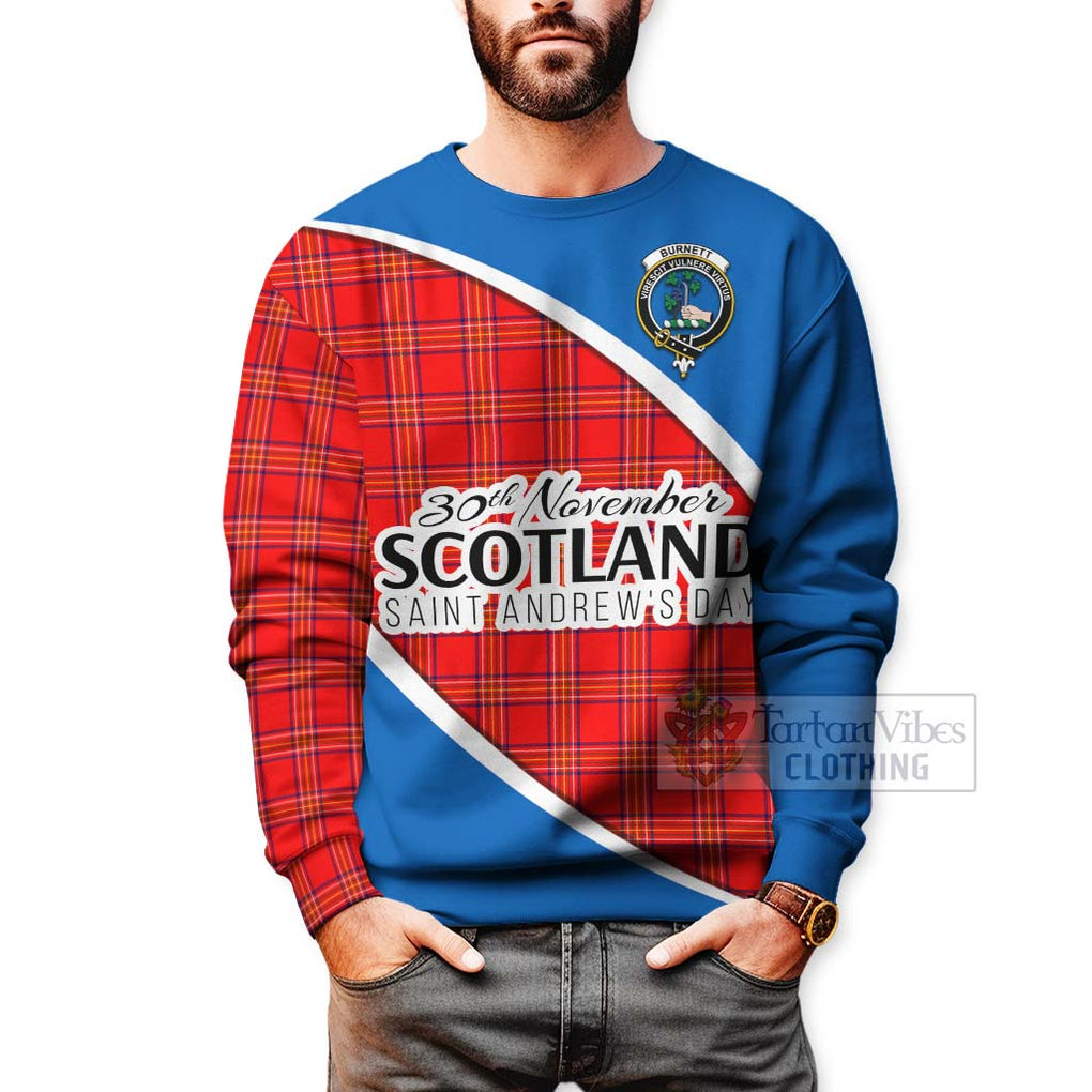 Tartan Vibes Clothing Burnett Family Crest Tartan Sweatshirt Celebrate Saint Andrew's Day in Style