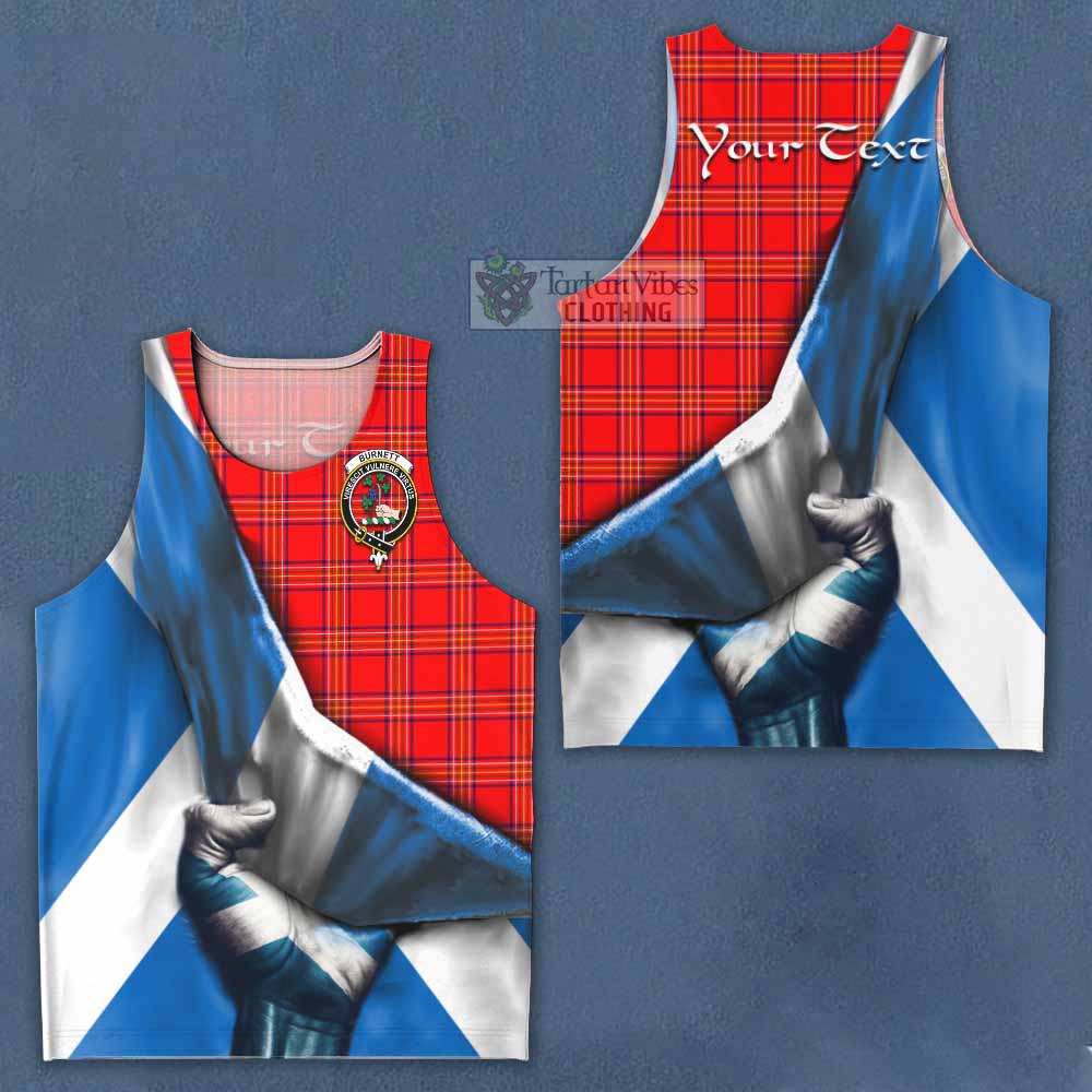 Tartan Vibes Clothing Burnett Tartan Men's Tank Top with Family Crest Scotland Patriotic Style