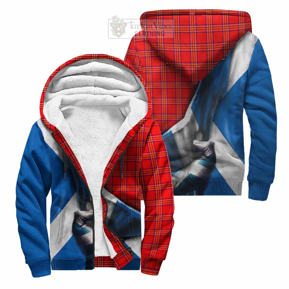 Tartan Vibes Clothing Burnett Tartan Sherpa Hoodie with Family Crest Scotland Patriotic Style