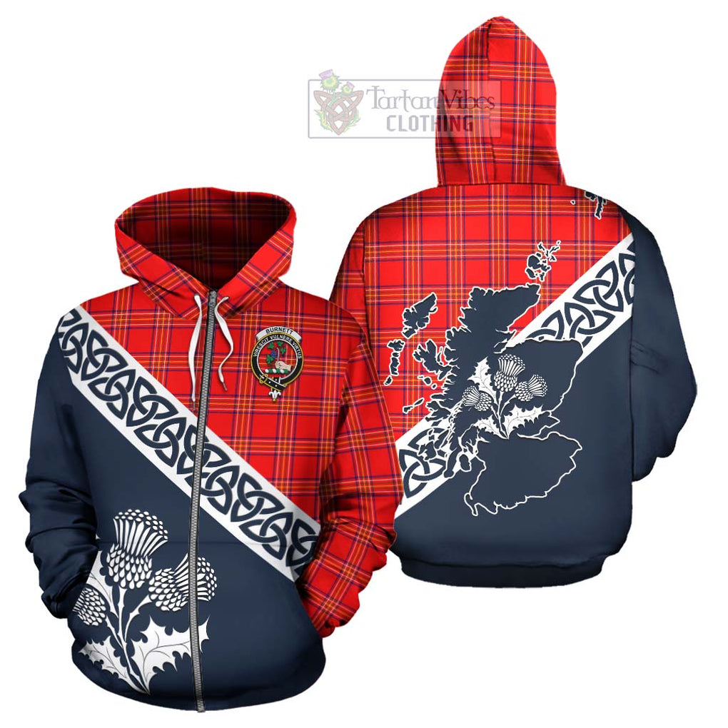 Tartan Vibes Clothing Burnett Tartan Hoodie Featuring Thistle and Scotland Map