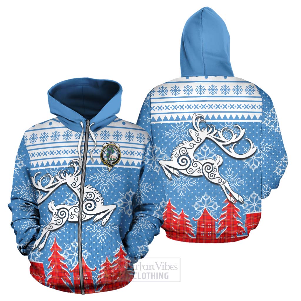 Tartan Vibes Clothing Burnett Clan Christmas Hoodie Celtic Reindeer Style