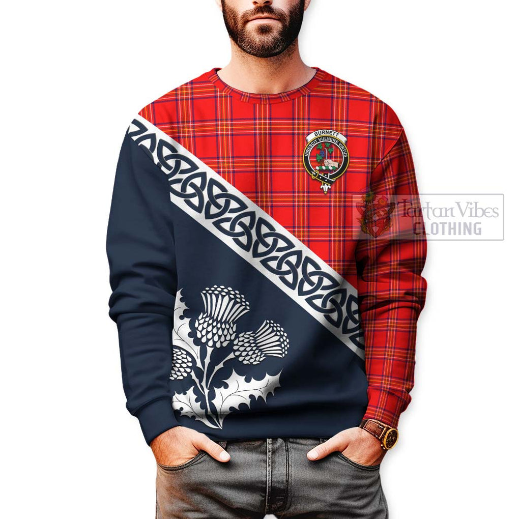 Tartan Vibes Clothing Burnett Tartan Sweatshirt Featuring Thistle and Scotland Map