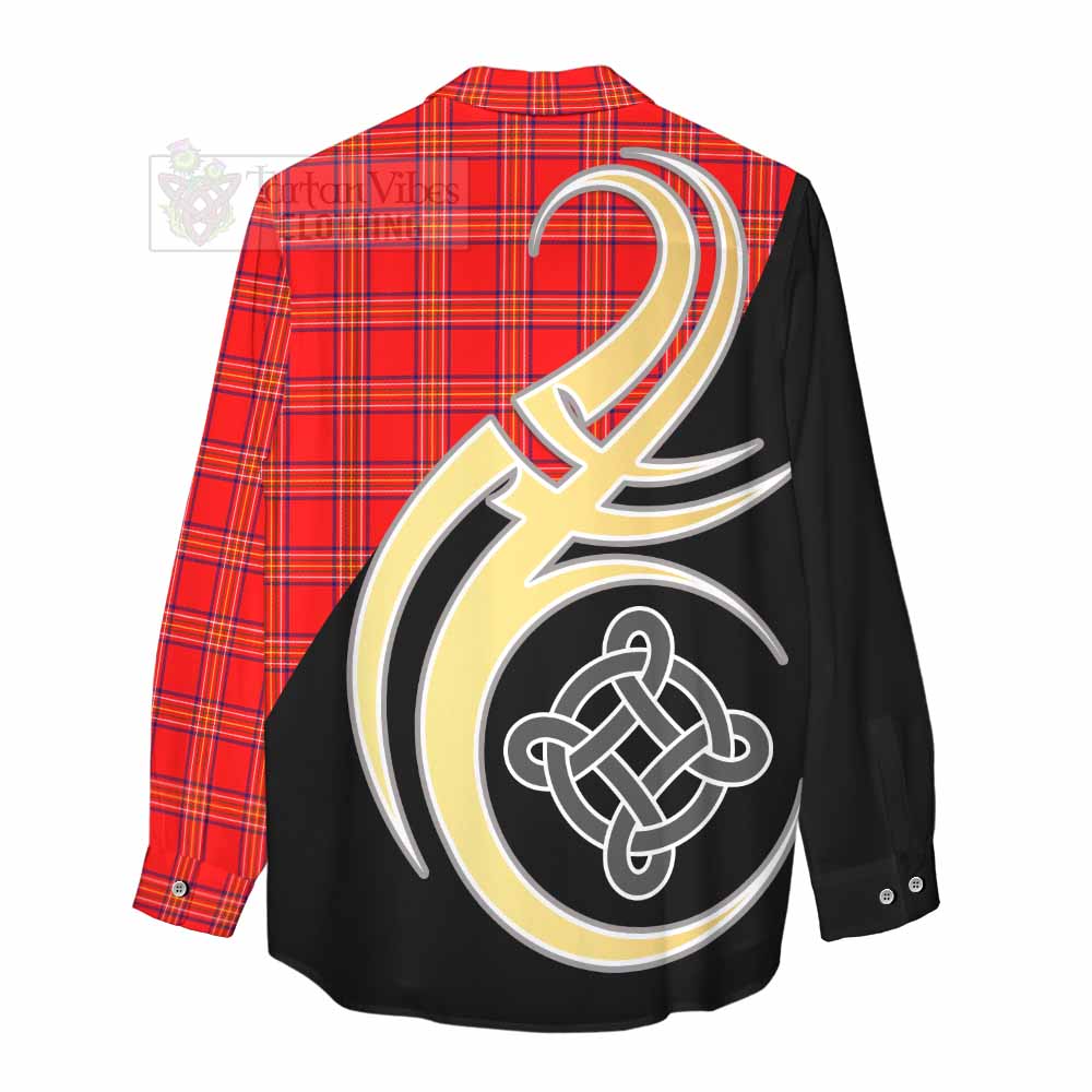 Tartan Vibes Clothing Burnett Tartan Women's Casual Shirt with Family Crest and Celtic Symbol Style