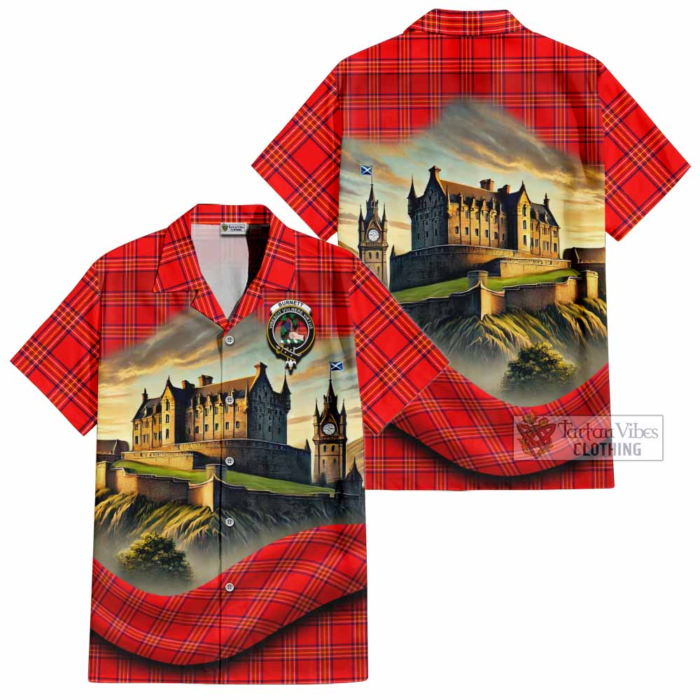 Burnett Tartan Family Crest Hawaiian Shirt with Scottish Ancient Castle Style - Tartan Vibes Clothing