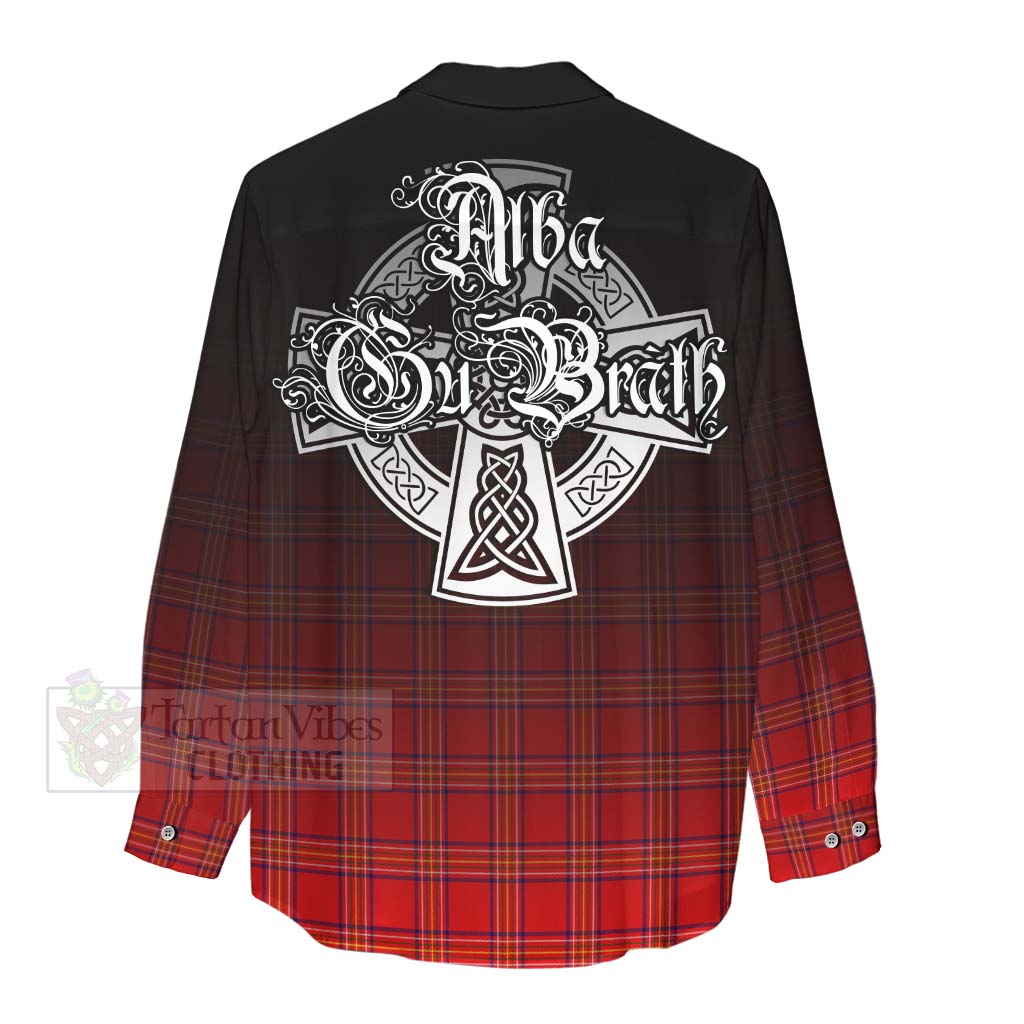 Tartan Vibes Clothing Burnett Tartan Women's Casual Shirt Featuring Alba Gu Brath Family Crest Celtic Inspired