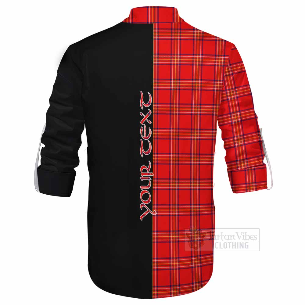 Tartan Vibes Clothing Burnett Tartan Ghillie Kilt Shirt with Family Crest and Half Of Me Style