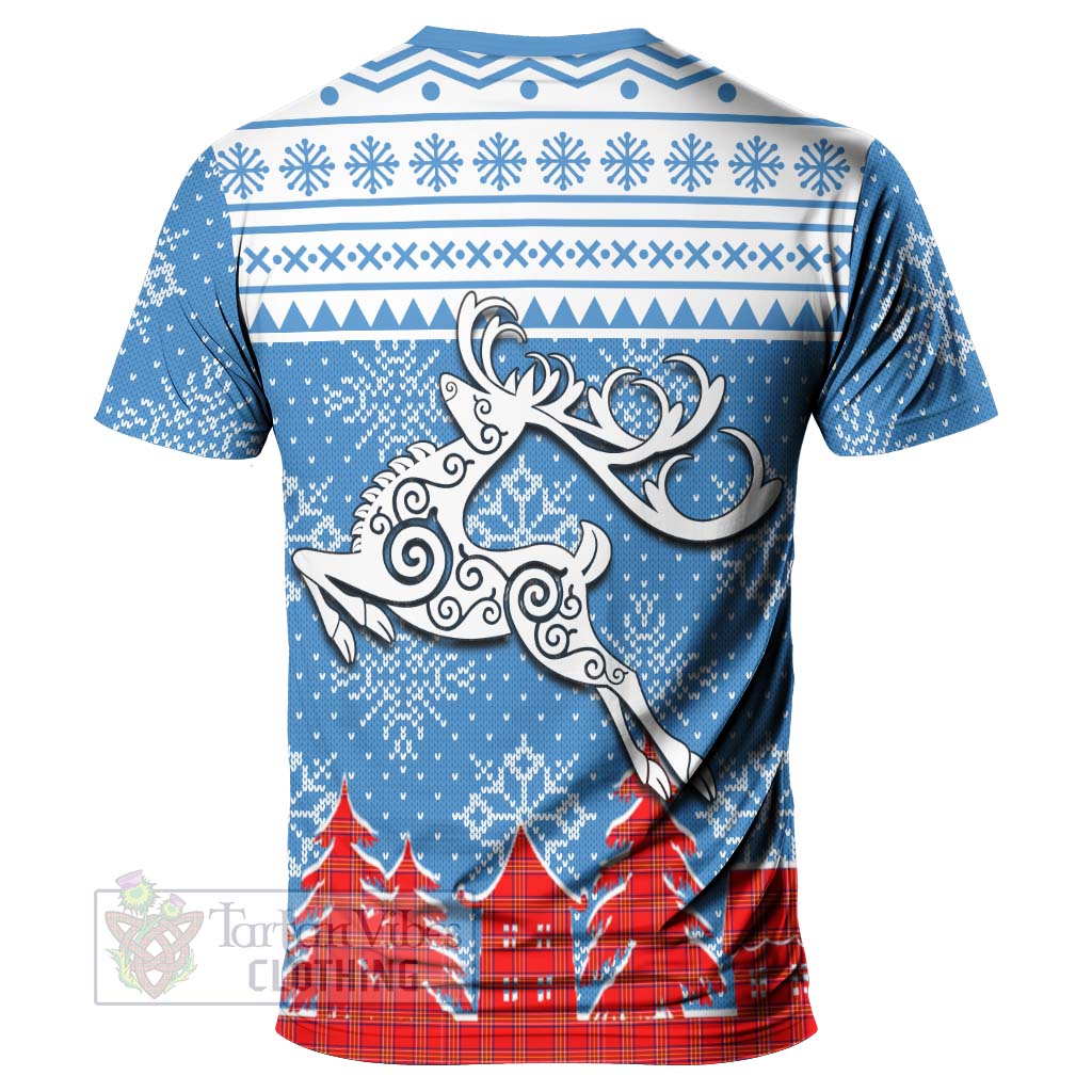 Tartan Vibes Clothing Burnett Clan Christmas T-Shirt Celtic Reindeer Style