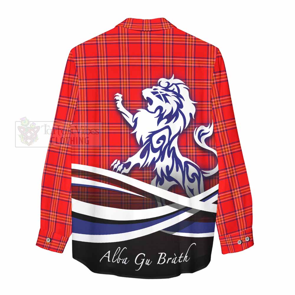 Tartan Vibes Clothing Burnett Tartan Women's Casual Shirt with Alba Gu Brath Regal Lion Emblem