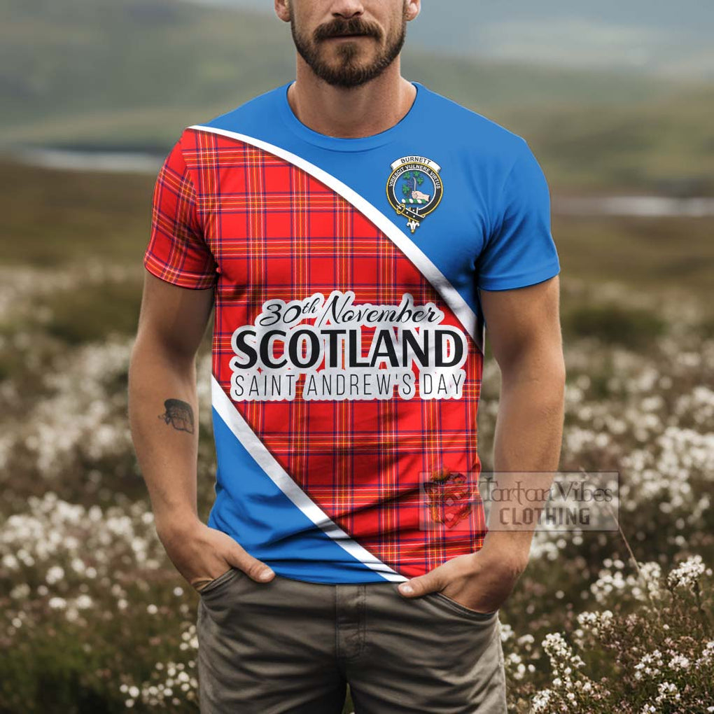 Tartan Vibes Clothing Burnett Family Crest Tartan T-Shirt Celebrate Saint Andrew's Day in Style