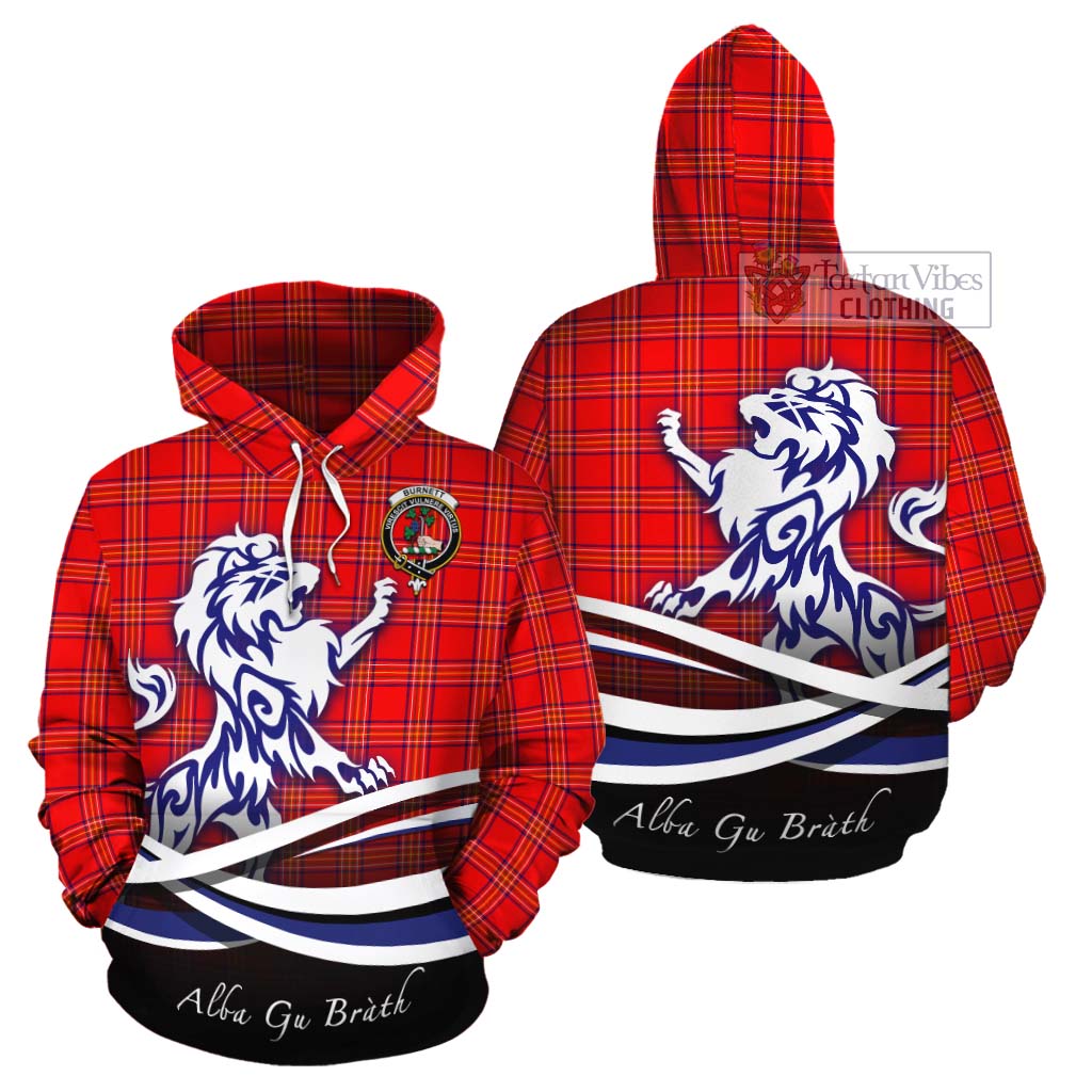 Tartan Vibes Clothing Burnett Tartan Cotton Hoodie with Alba Gu Brath Regal Lion Emblem