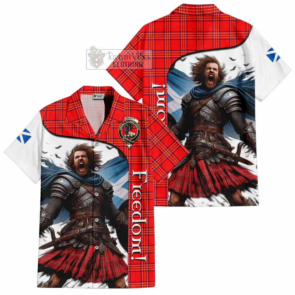 Tartan Vibes Clothing Burnett Crest Tartan Short Sleeve Button Shirt Inspired by the Freedom of Scottish Warrior