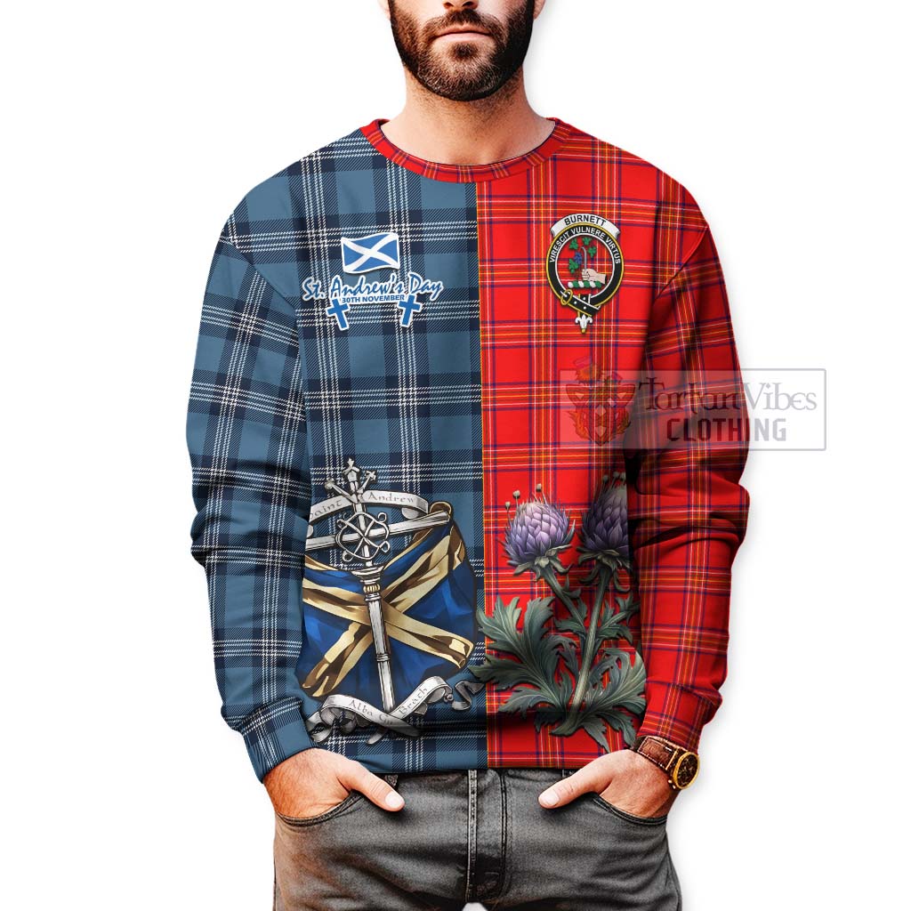 Tartan Vibes Clothing Burnett Tartan Sweatshirt Happy St. Andrew's Day Half Tartan Style