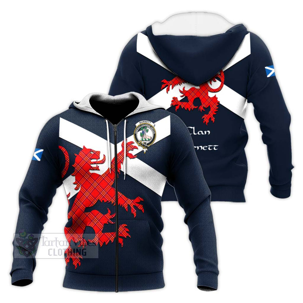 Tartan Vibes Clothing Burnett Tartan Lion Rampant Knitted Hoodie – Proudly Display Your Heritage with Alba Gu Brath and Clan Name