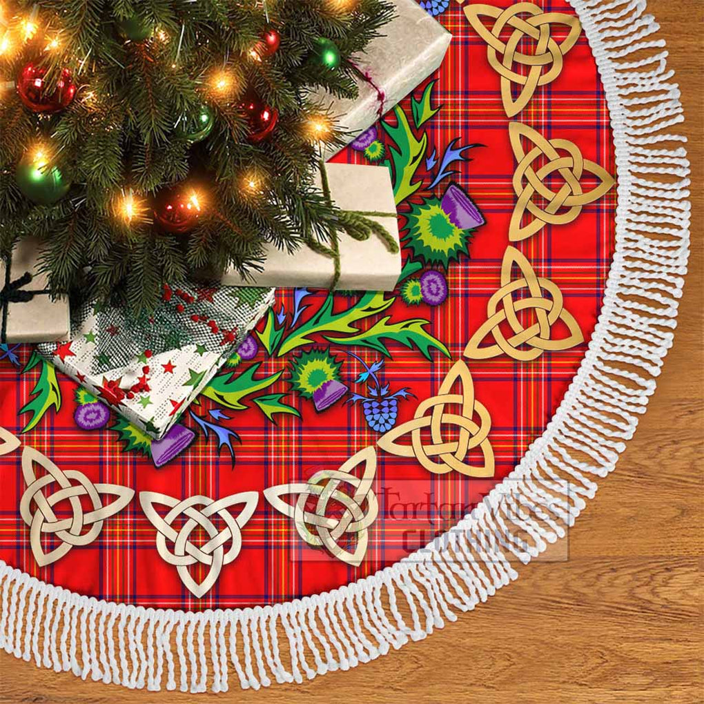 Tartan Vibes Clothing Burnett Tartan Christmas Tree Skirt with Thistle Celtic Knot Style