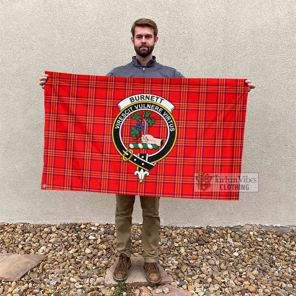 Tartan Vibes Clothing Burnett Tartan House Flag with Family Crest