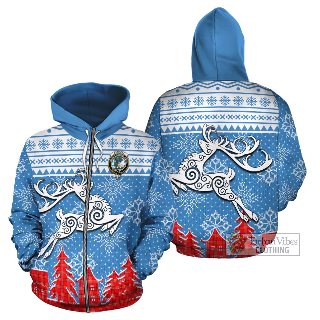 Tartan Vibes Clothing Burnett Clan Christmas Cotton Hoodie Celtic Reindeer Style