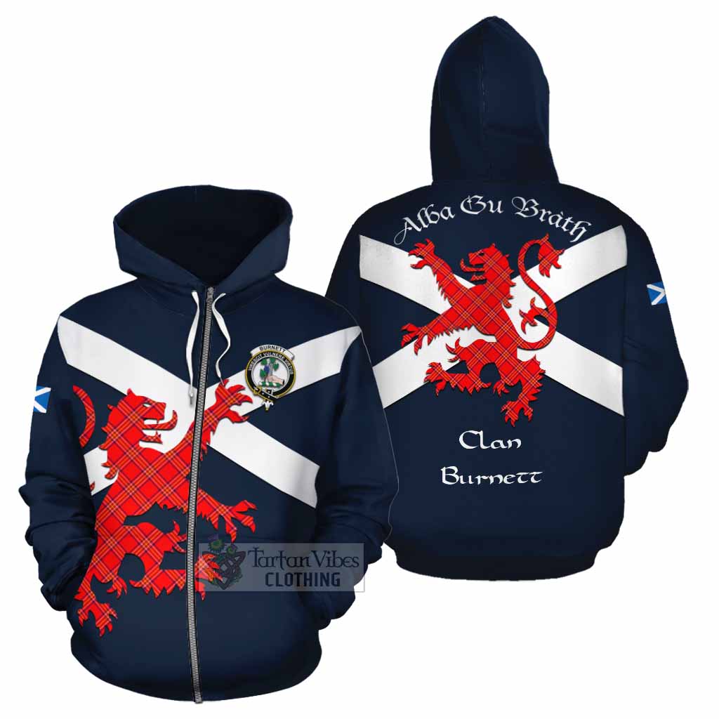 Tartan Vibes Clothing Burnett Tartan Lion Rampant Cotton Hoodie Proudly Display Your Heritage with Alba Gu Brath and Clan Name