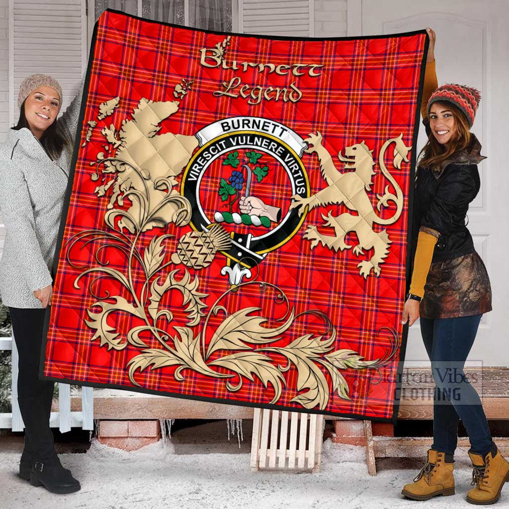 Tartan Vibes Clothing Burnett Tartan Quilt with Family Crest and Scottish Symbol Style