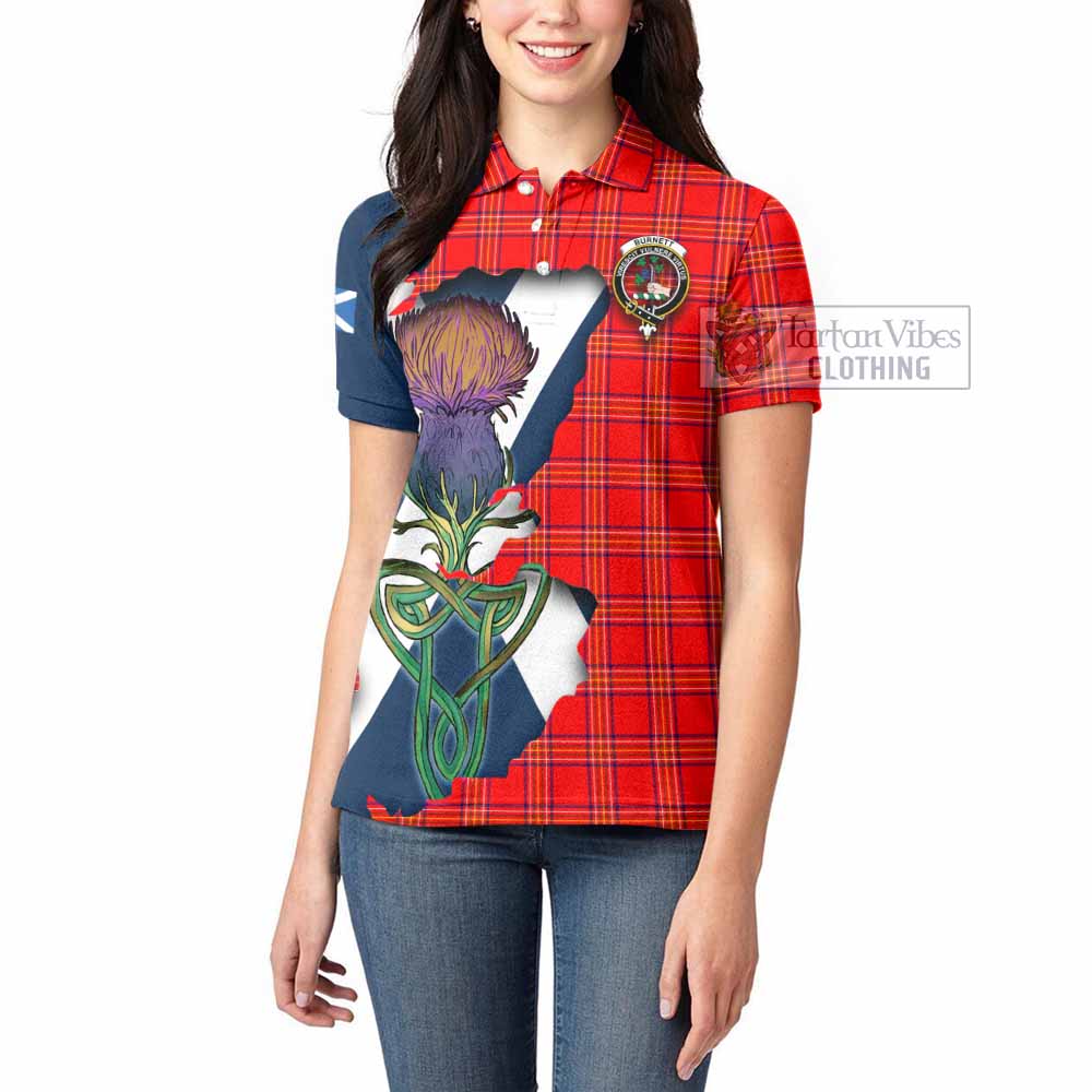 Burnett Tartan Family Crest Women's Polo Shirt Scottish Thistle Celtic Inspired - Tartan Vibes Clothing