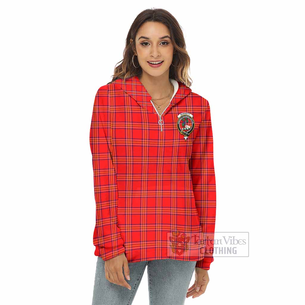 Tartan Vibes Clothing Burnett Tartan Crest Women's Borg  Half Zip Fleece Hoodie