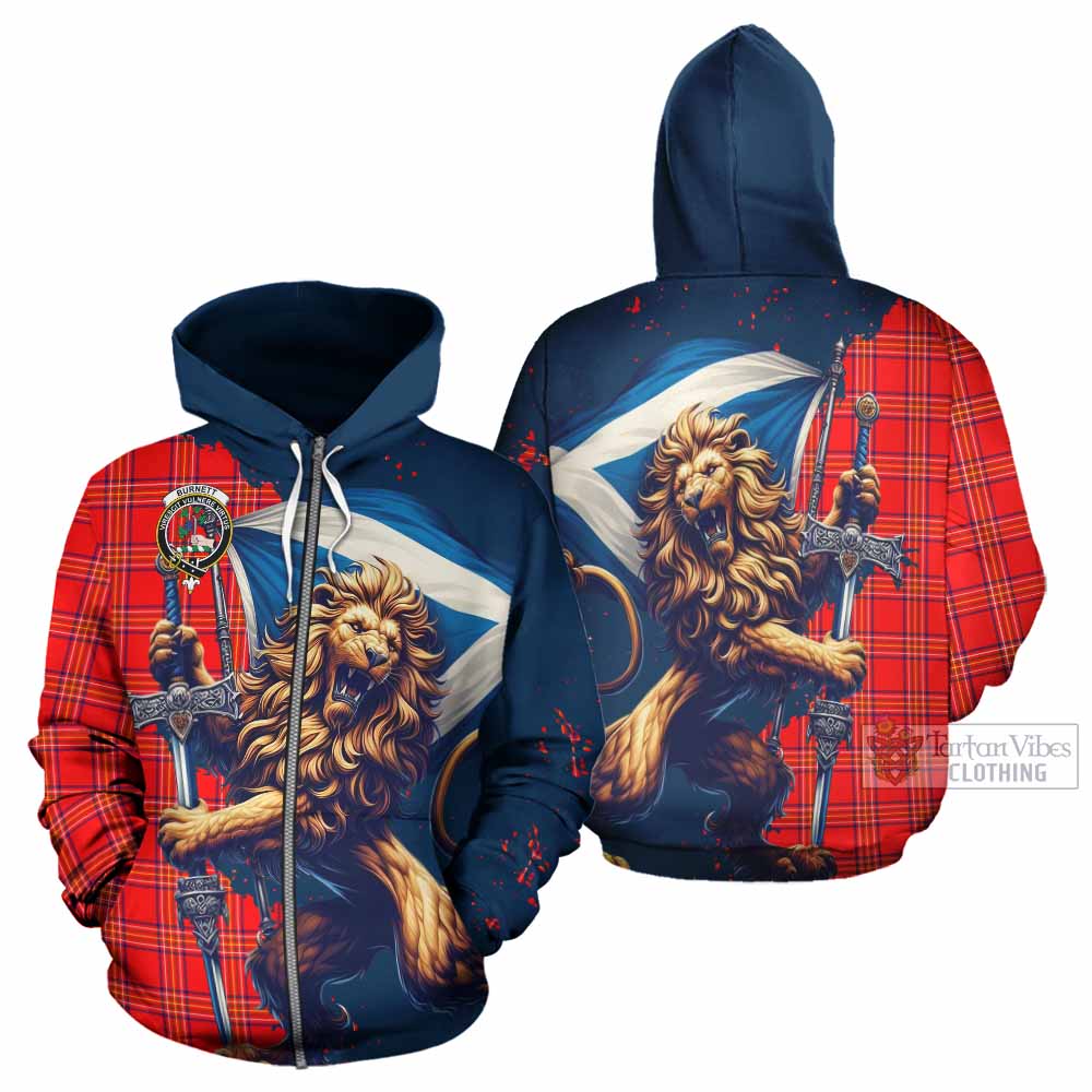 Burnett Tartan Family Crest Hoodie with Scottish Majestic Lion