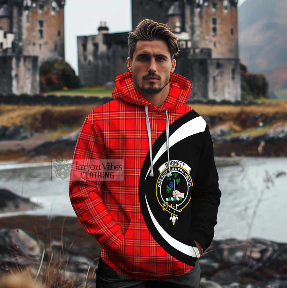 Tartan Vibes Clothing Burnett Tartan Cotton Hoodie with Family Crest Circle Style