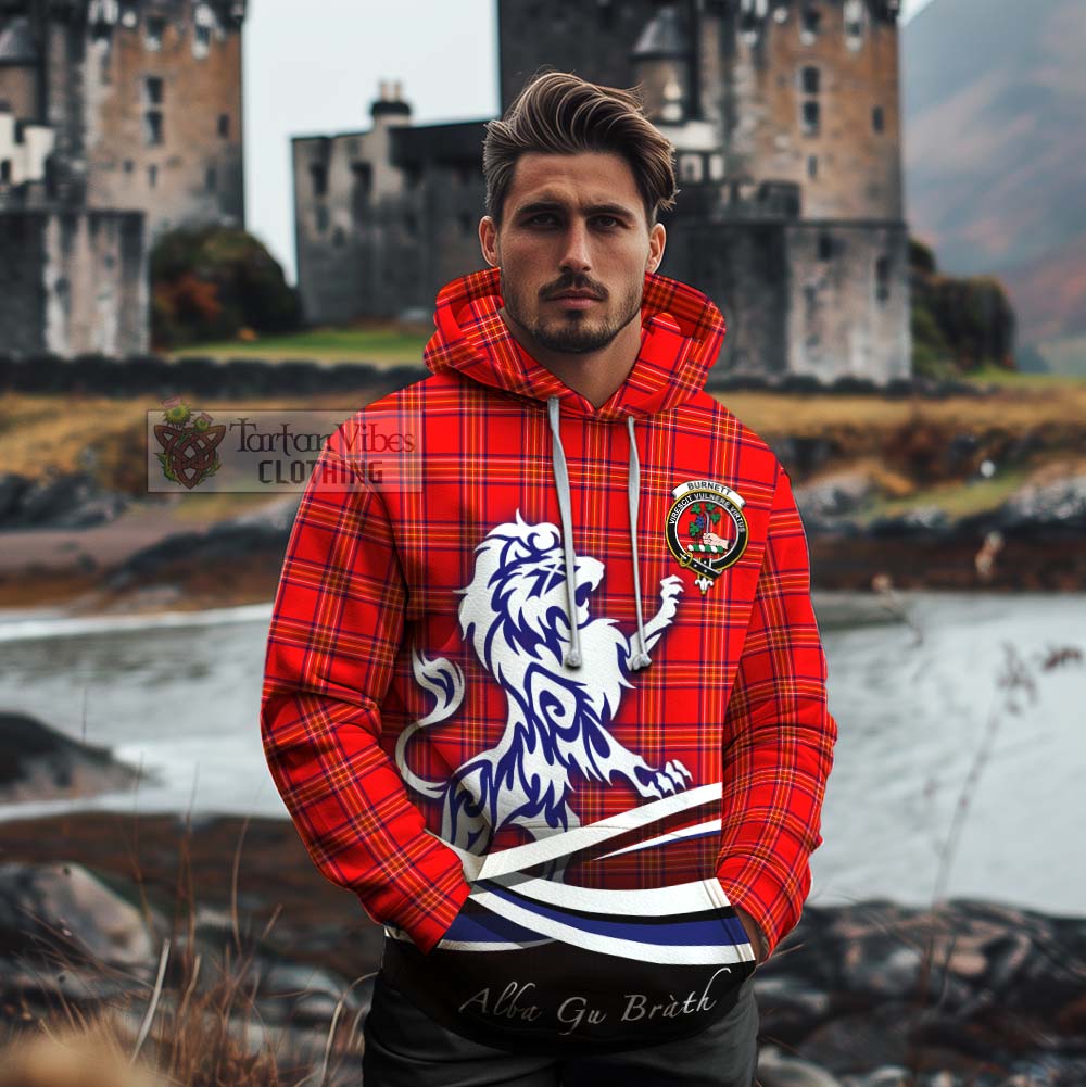 Tartan Vibes Clothing Burnett Tartan Cotton Hoodie with Alba Gu Brath Regal Lion Emblem