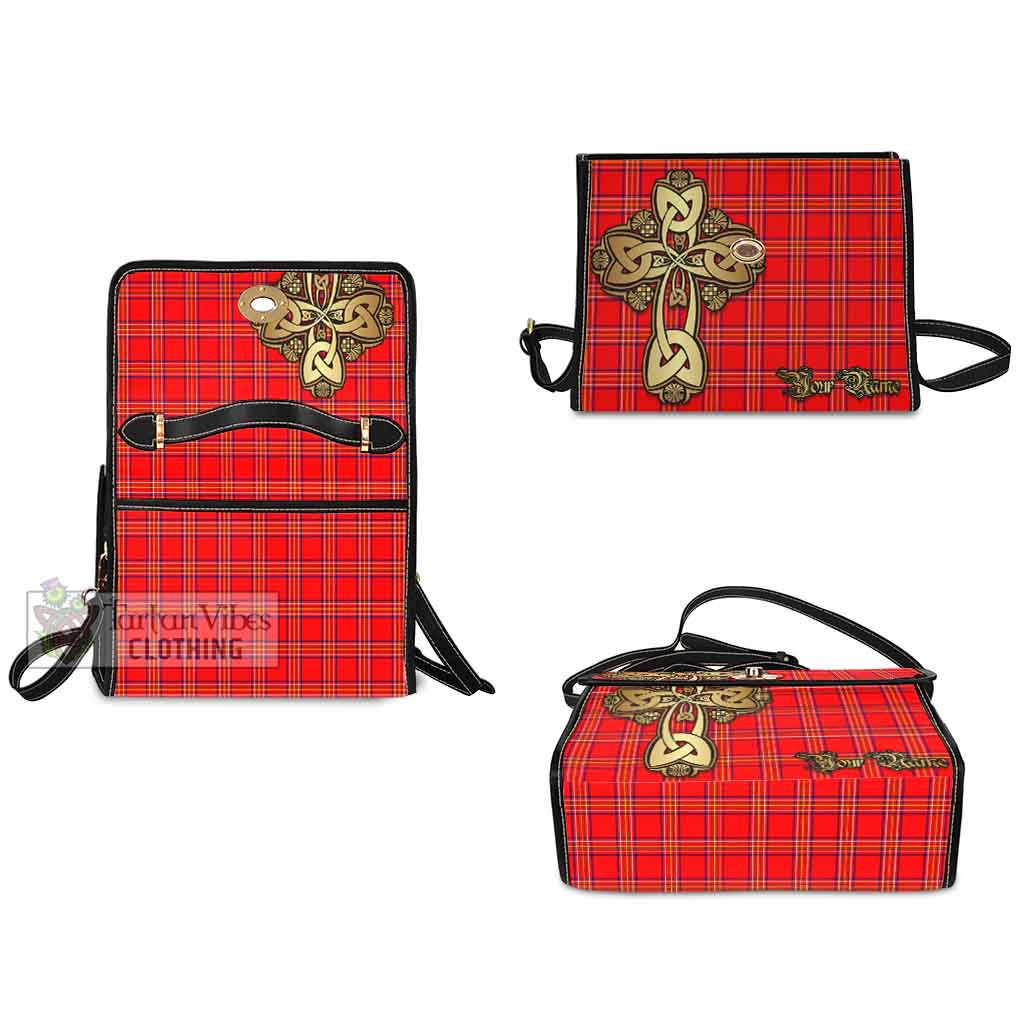 Tartan Vibes Clothing Burnett Tartan Waterproof Canvas Bag Golden Thistle Celtic Cross Style