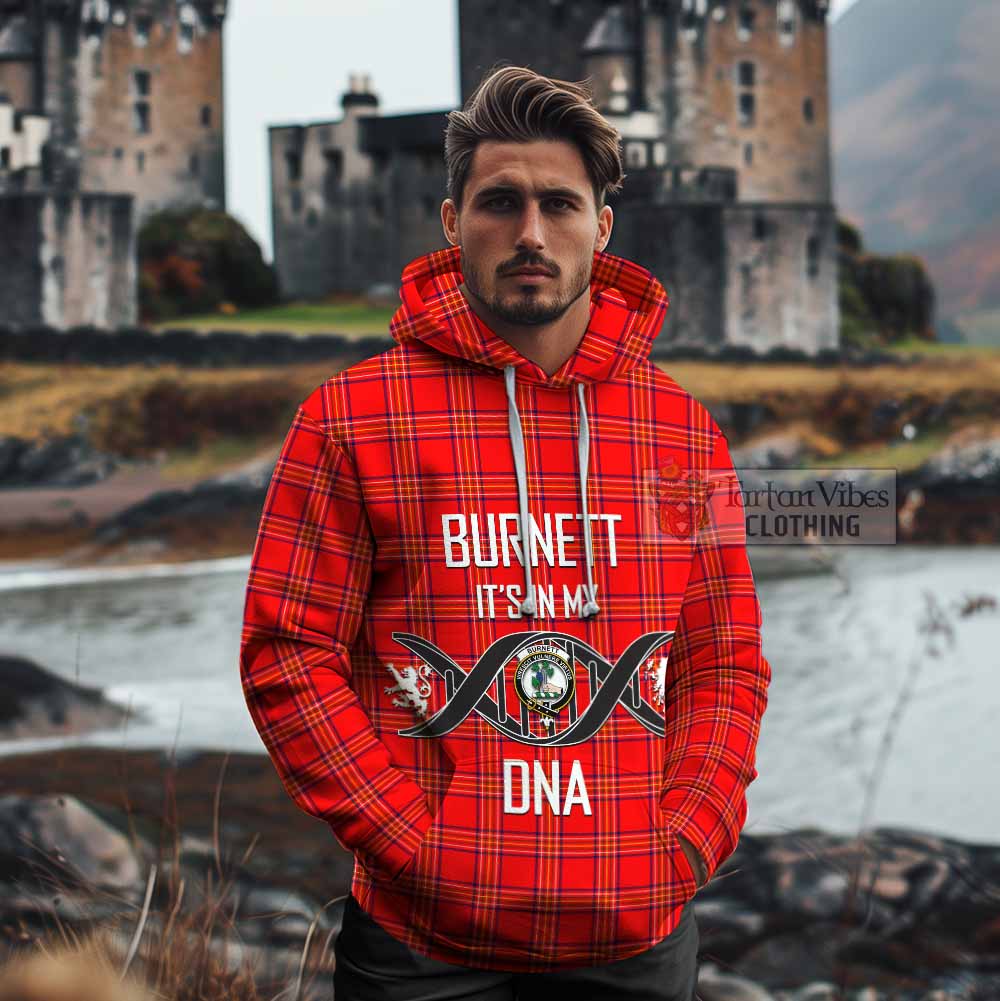 Tartan Vibes Clothing Burnett Tartan Cotton Hoodie with Family Crest DNA In Me Style