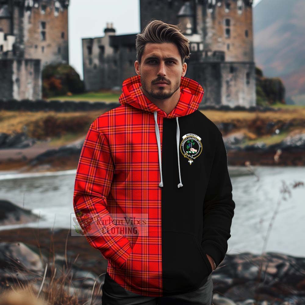 Tartan Vibes Clothing Burnett Tartan Cotton Hoodie with Family Crest and Half Of Me Style