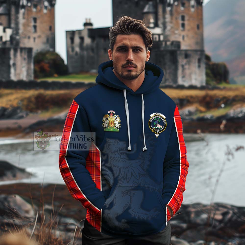 Tartan Vibes Clothing Burnett Tartan Cotton Hoodie with Family Crest and Lion Rampant Vibes Sport Style