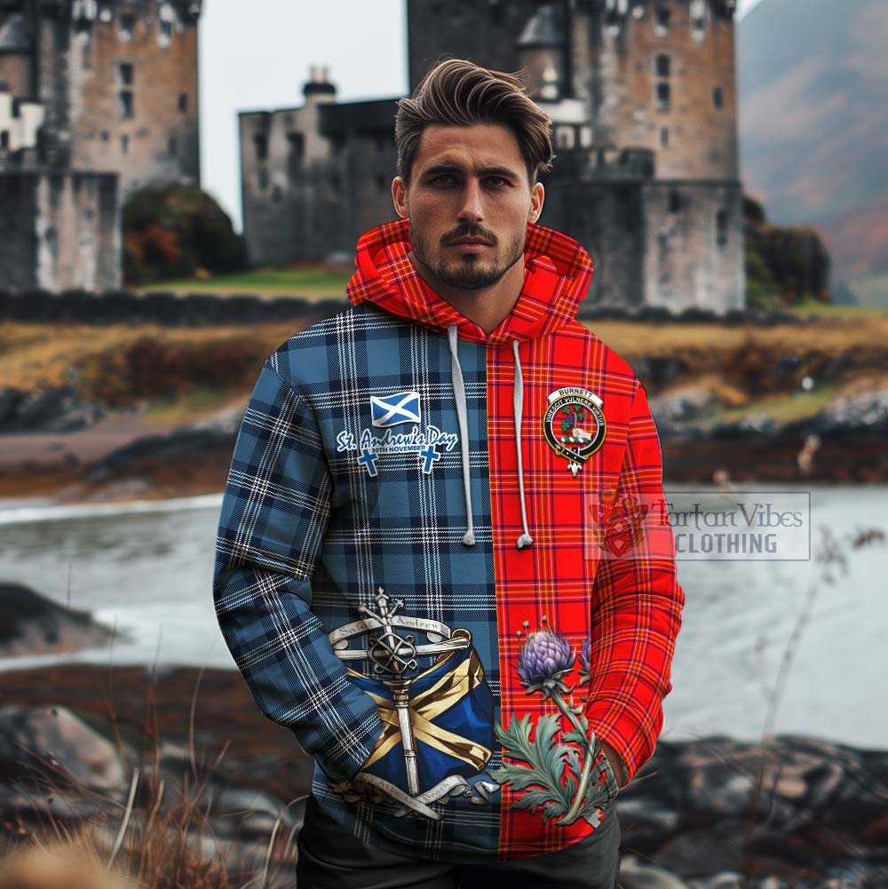 Tartan Vibes Clothing Burnett Tartan Cotton Hoodie Happy St. Andrew's Day Half Tartan Style