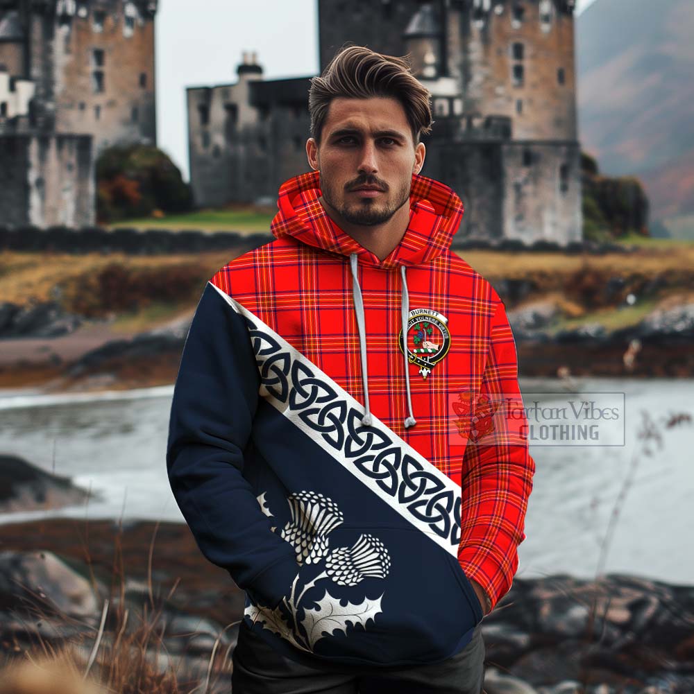 Tartan Vibes Clothing Burnett Tartan Cotton Hoodie Featuring Thistle and Scotland Map