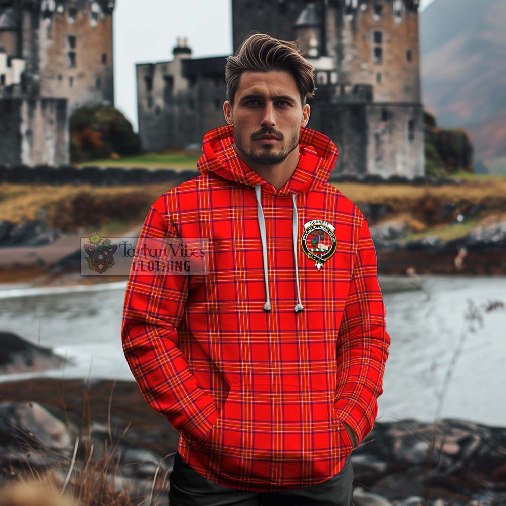 Tartan Vibes Clothing Burnett Tartan Cotton Hoodie with Family Crest Celtic Skull Style