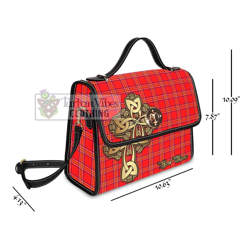 Tartan Vibes Clothing Burnett Tartan Waterproof Canvas Bag Golden Thistle Celtic Cross Style