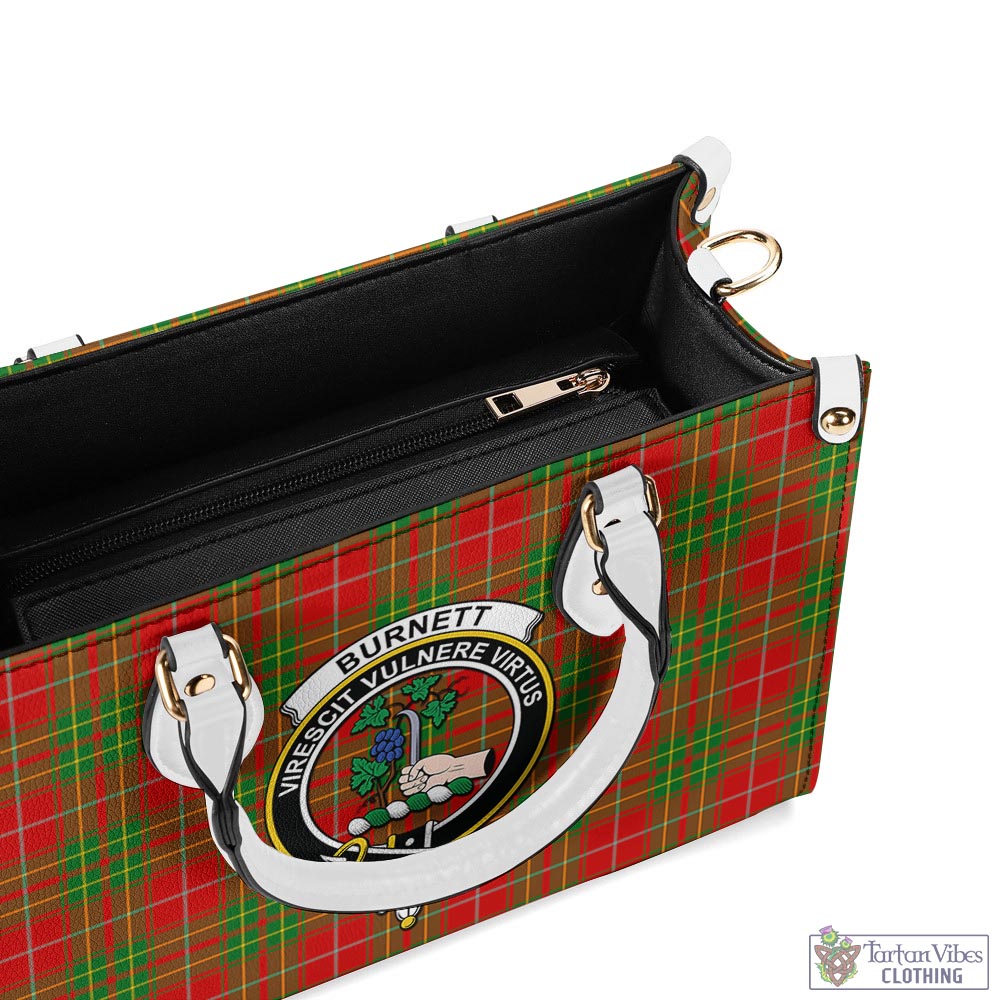 Tartan Vibes Clothing Burnett Ancient Tartan Luxury Leather Handbags with Family Crest