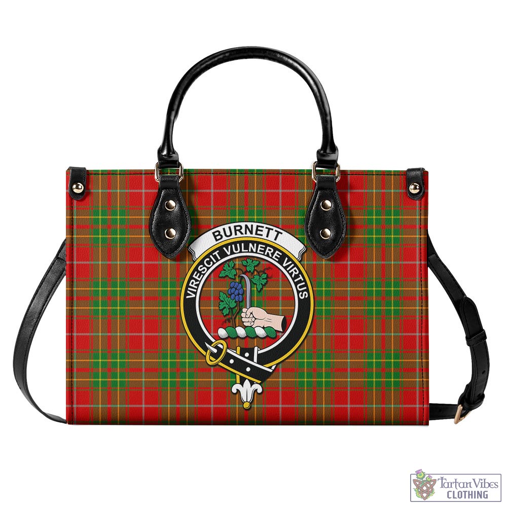 Tartan Vibes Clothing Burnett Ancient Tartan Luxury Leather Handbags with Family Crest