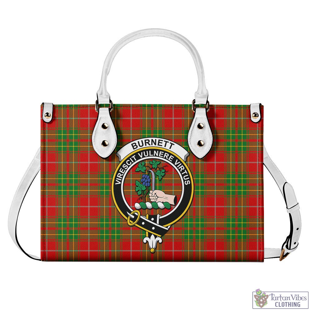 Tartan Vibes Clothing Burnett Ancient Tartan Luxury Leather Handbags with Family Crest