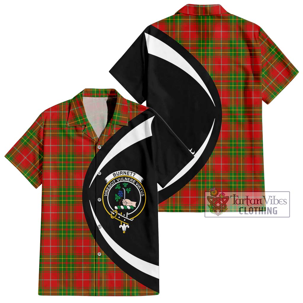 Tartan Vibes Clothing Burnett Ancient Tartan Short Sleeve Button Up with Family Crest Circle Style