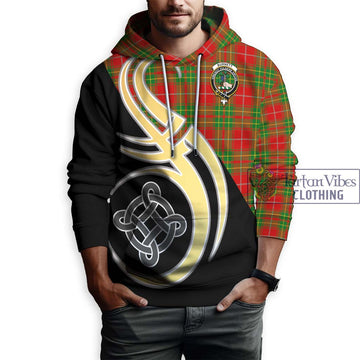 Burnett Tartan Hoodie with Family Crest and Celtic Symbol Style