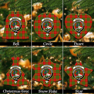 Burnett Tartan Christmas Ceramic Ornaments with Family Crest