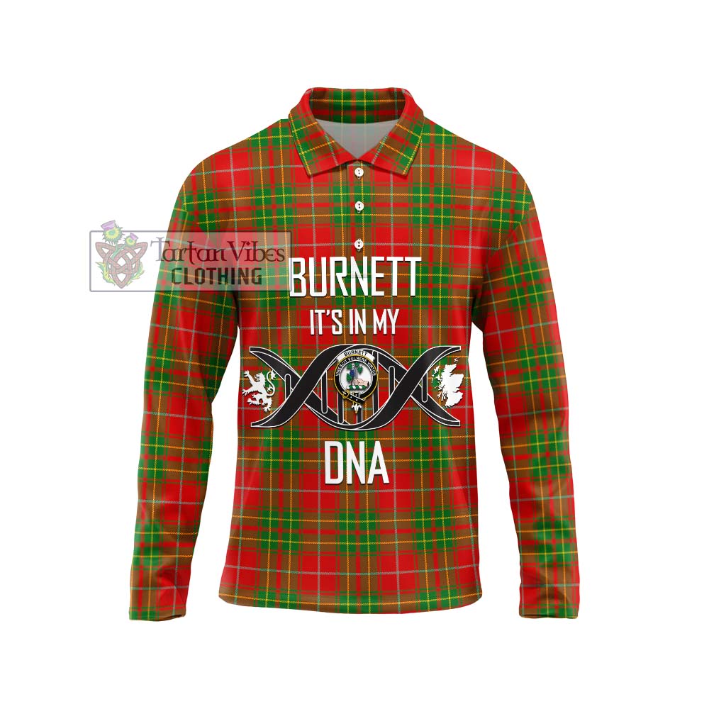 Tartan Vibes Clothing Burnett Ancient Tartan Long Sleeve Polo Shirt with Family Crest DNA In Me Style