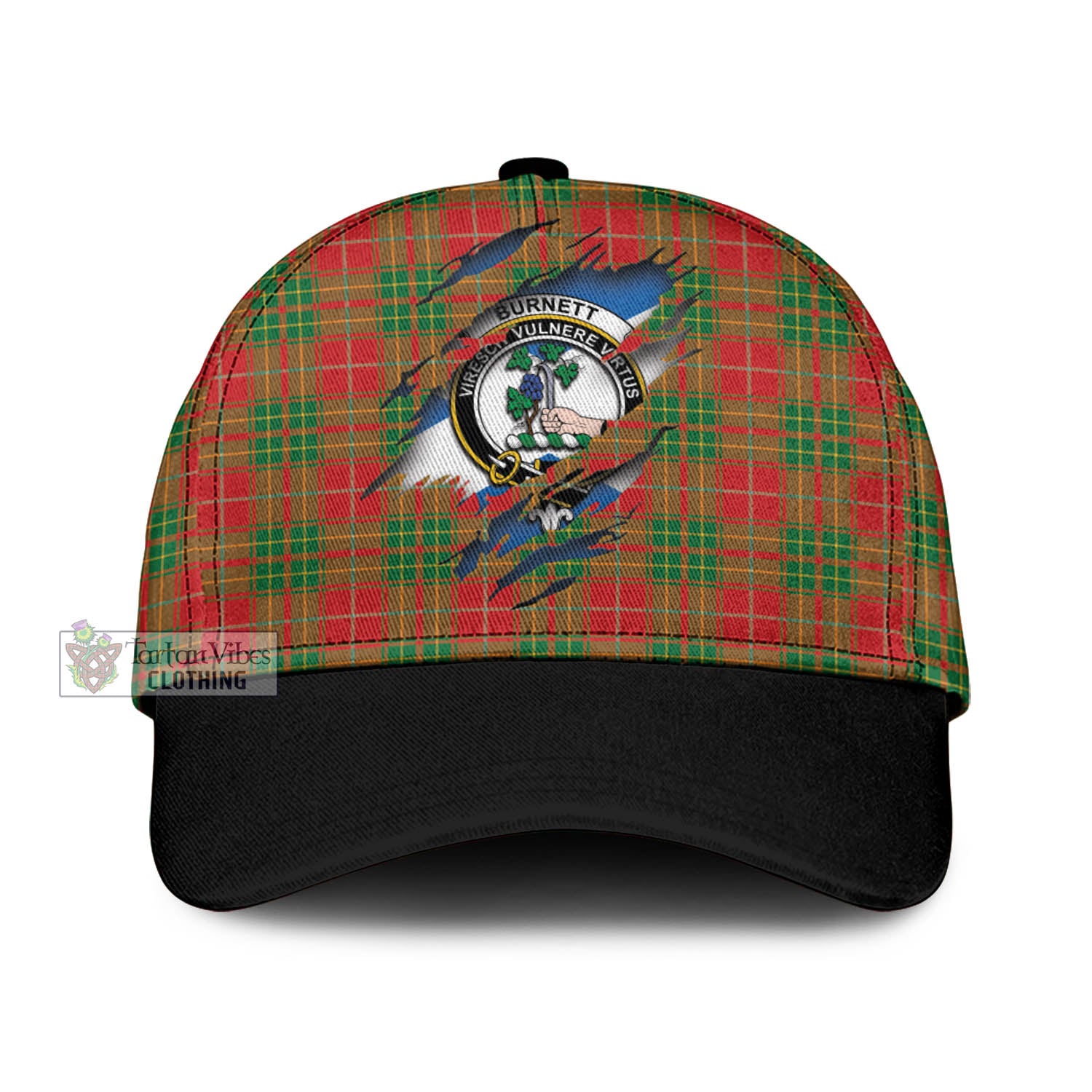 Tartan Vibes Clothing Burnett Ancient Tartan Classic Cap with Family Crest In Me Style