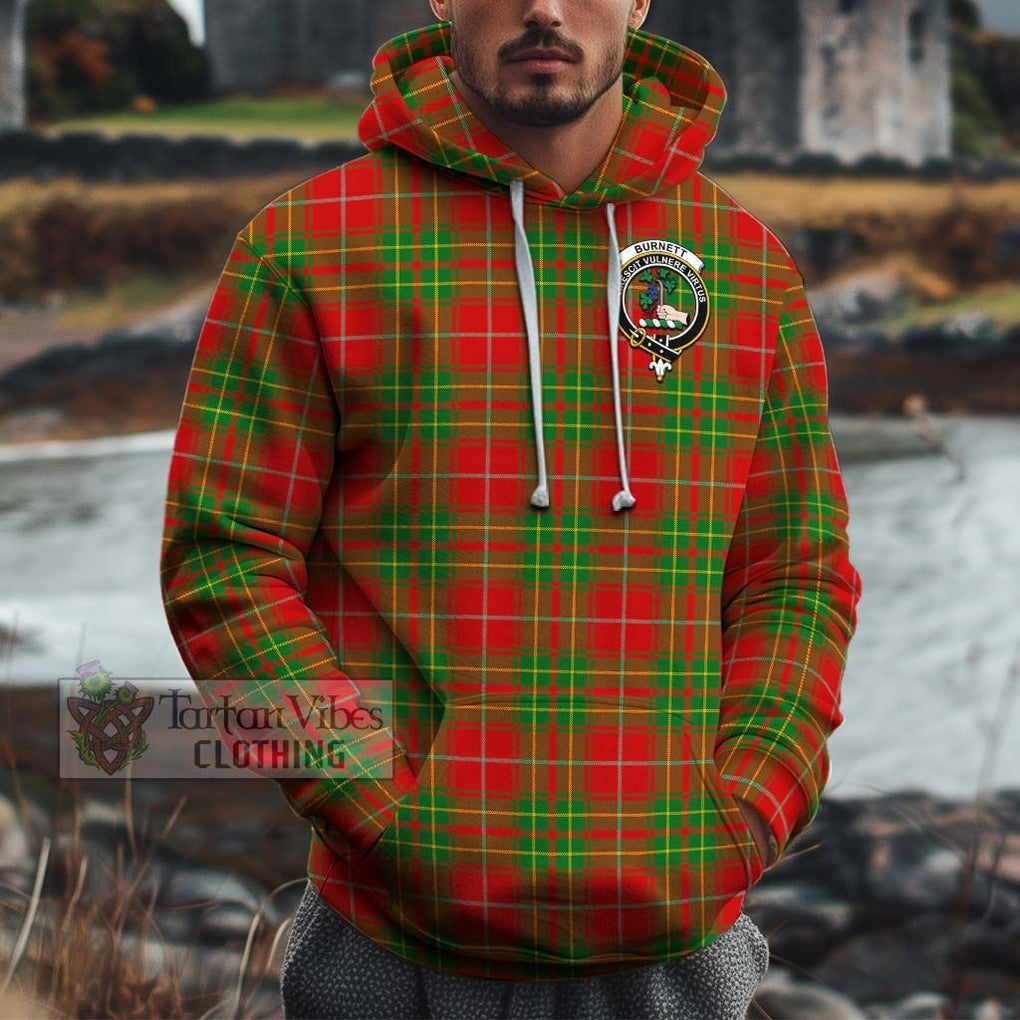 Burnett Tartan Cotton Hoodie with Family Crest Pullover Hoodie XS - Tartan Vibes Clothing