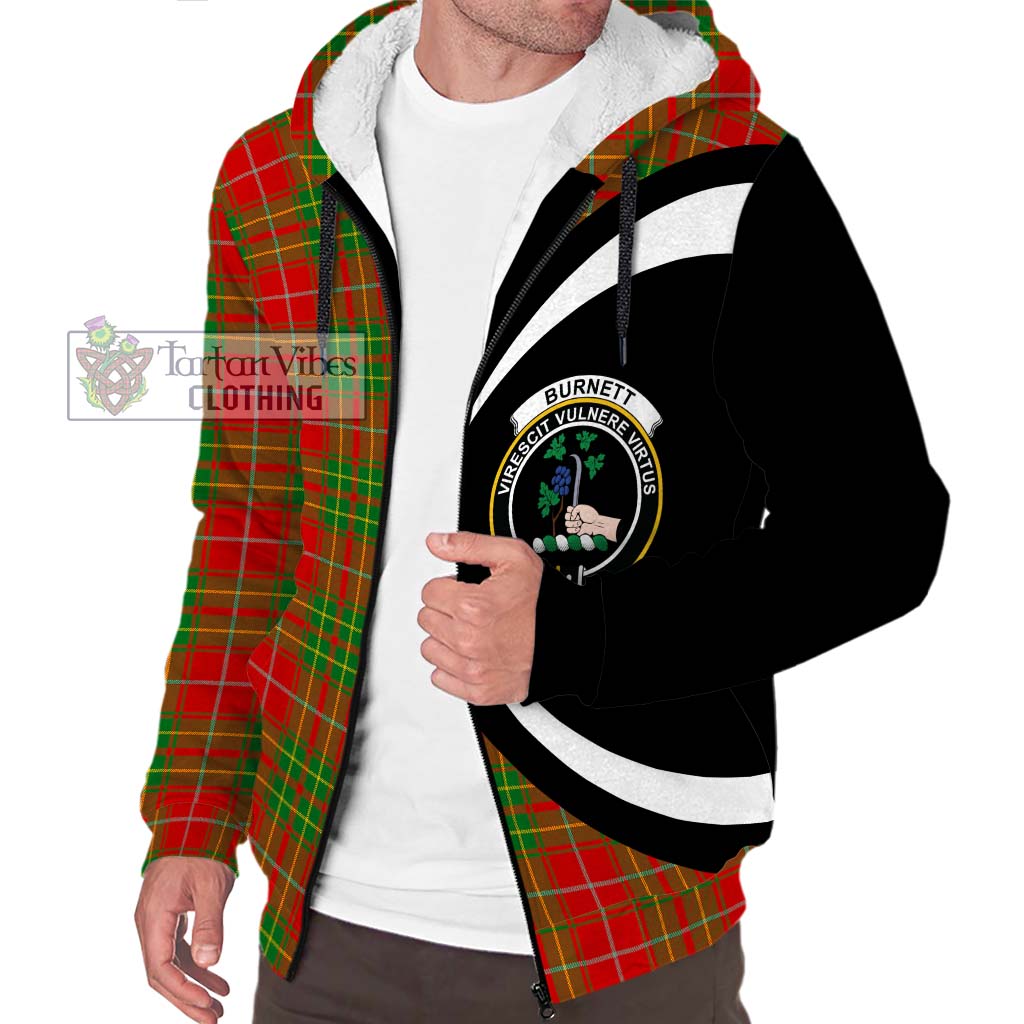 Tartan Vibes Clothing Burnett Ancient Tartan Sherpa Hoodie with Family Crest Circle Style