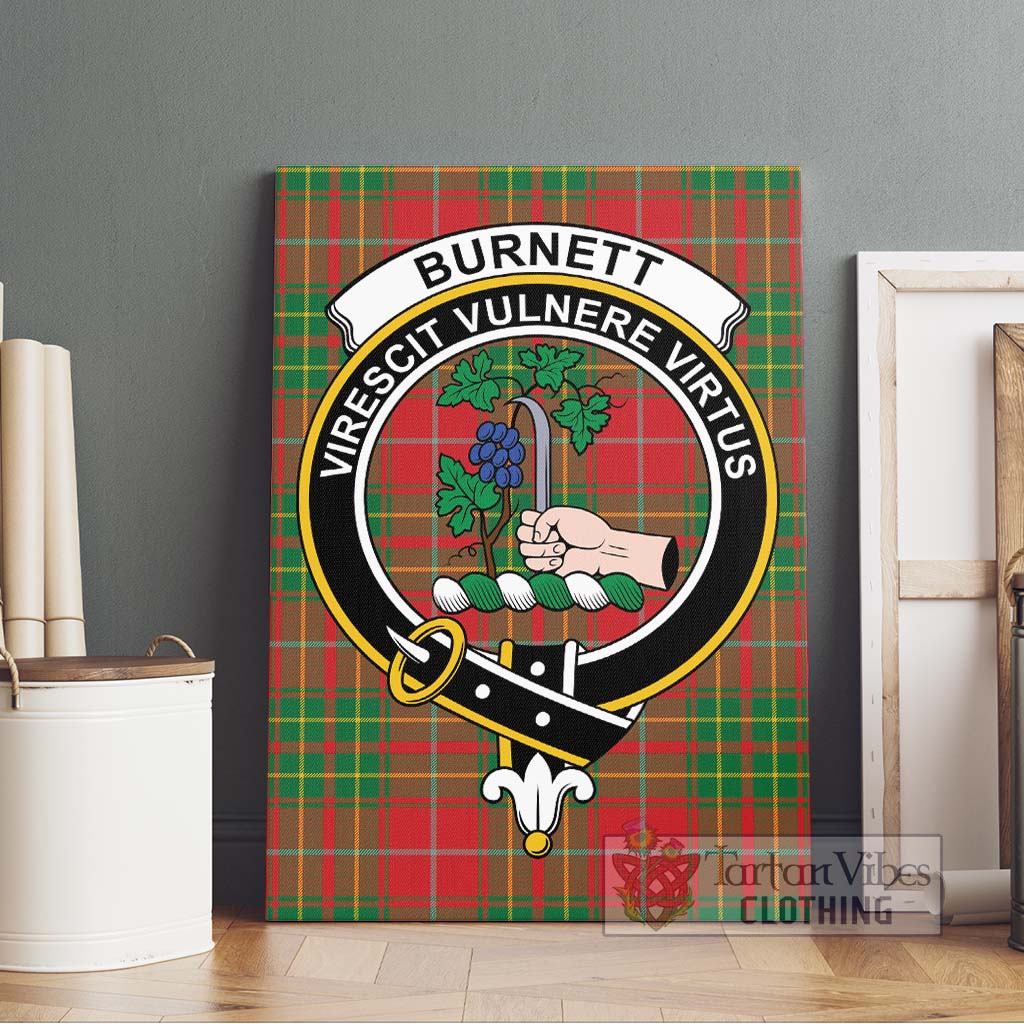 Tartan Vibes Clothing Burnett Ancient Tartan Canvas Print Wall Art with Family Crest