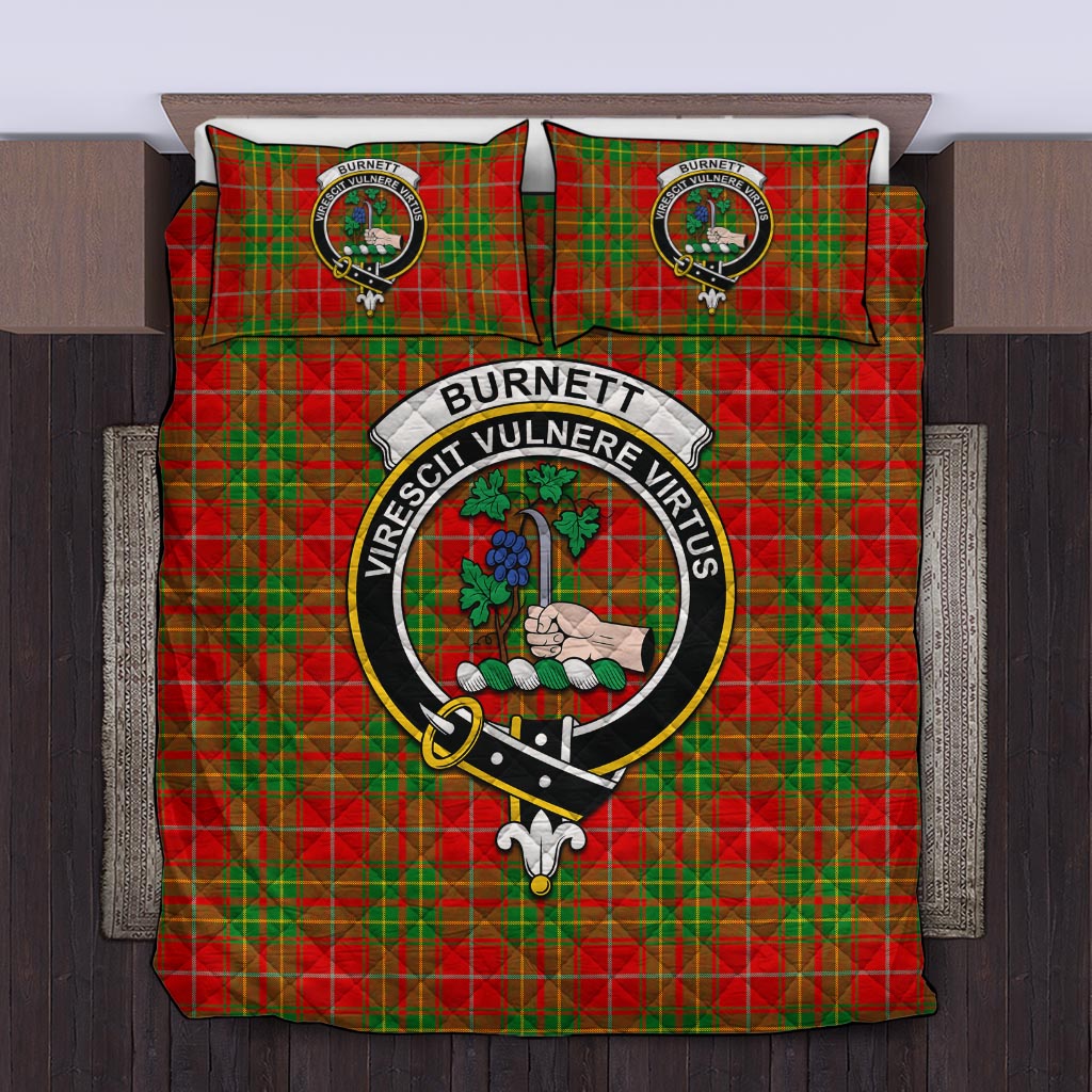 Burnett Ancient Tartan Quilt Bed Set with Family Crest Twin - Tartanvibesclothing