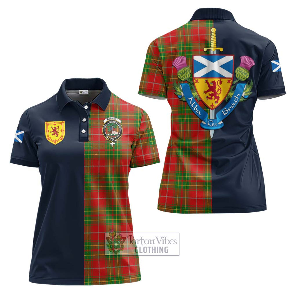 Tartan Vibes Clothing Burnett Ancient Tartan Women's Polo Shirt with Scottish Lion Royal Arm Half Style