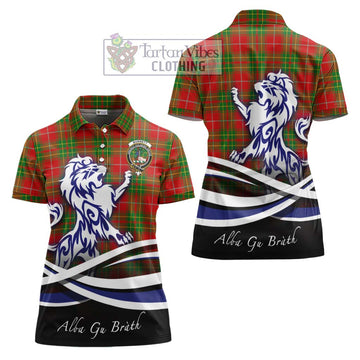 Burnett Tartan Women's Polo Shirt with Alba Gu Brath Regal Lion Emblem