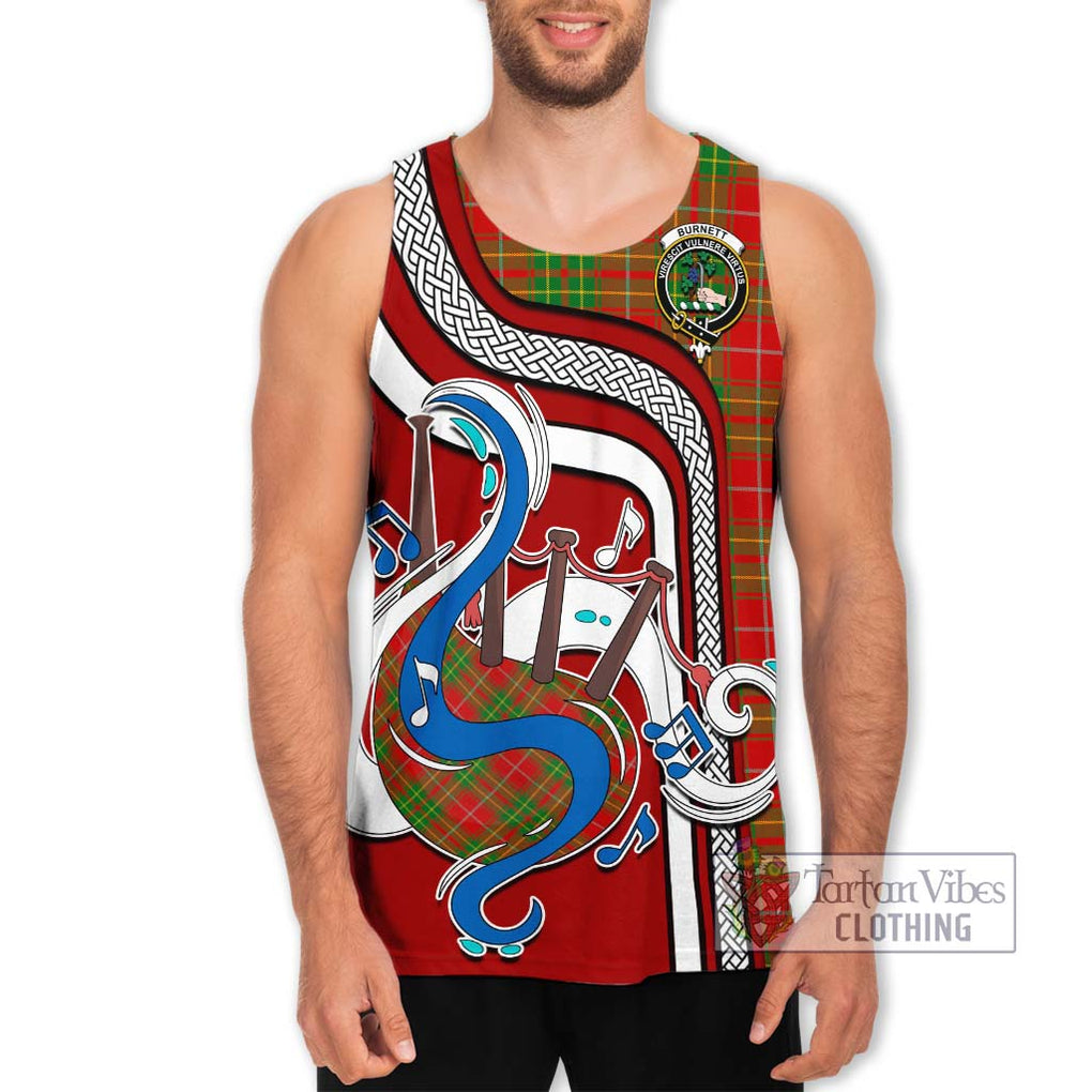 Burnett Tartan Men's Tank Top with Epic Bagpipe Style Men - Tartanvibesclothing Shop